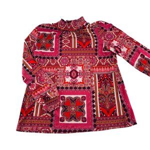 Susan Graver Womens XL Patchwork Print Long Sleeve‎ Top